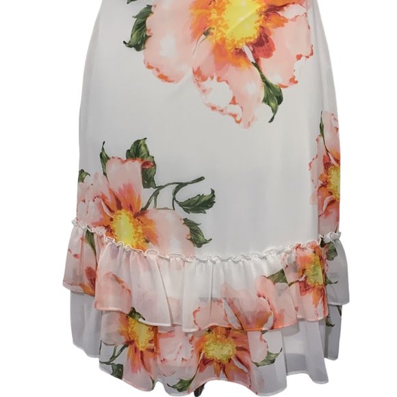 Karl Lagerfeld Paris Floral Chiffon Tiered Dress - Picture 4 of 10